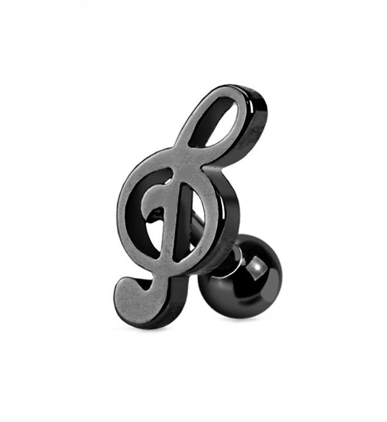 Black PVD Music Note Tragus / Cartilage Barbell