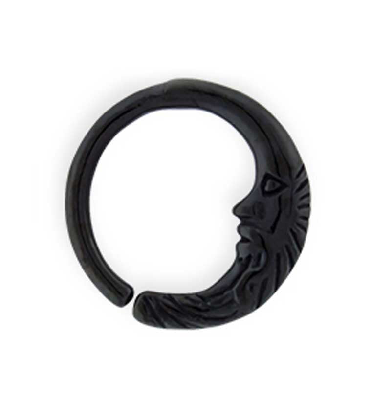 Black Crescent Moon Seamless Ring