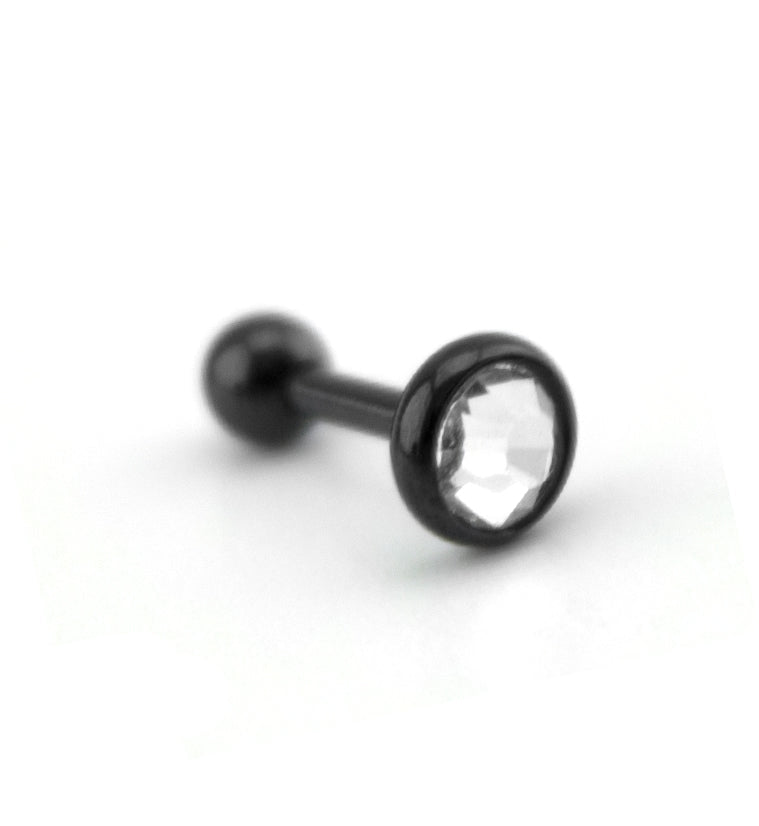 16G Clear on Black PVD Tragus / Cartilage Barbell