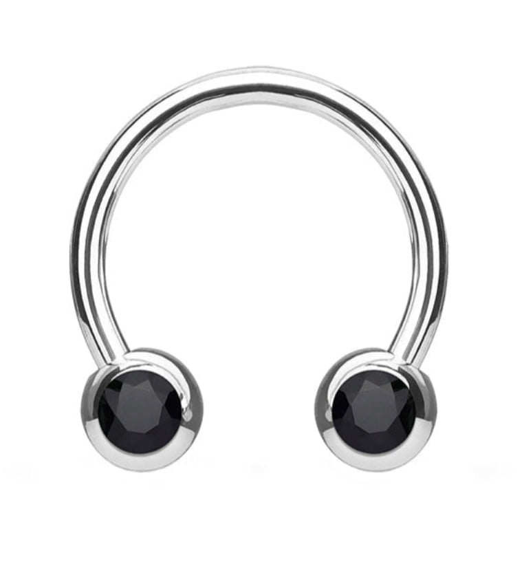 Black CZ Steel Stainless Circular Barbell