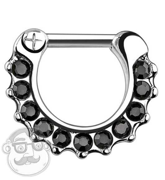 16G Black Gem 316L Steel Septum Clicker