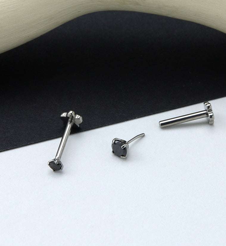 Black CZ Titanium Threadless Labret