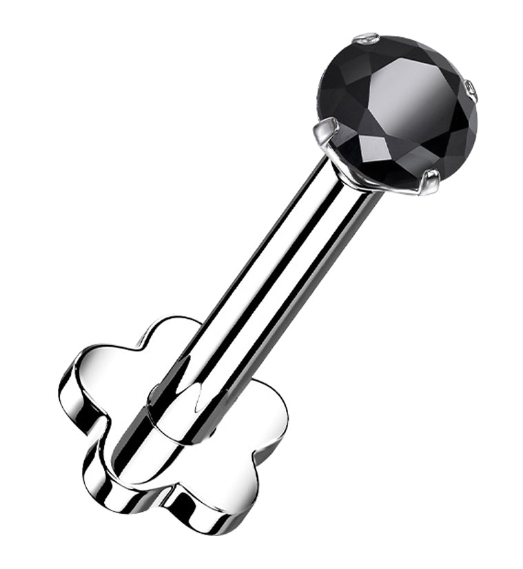 Black CZ Titanium Threadless Labret