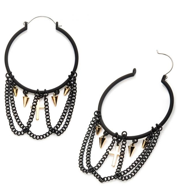 20G Black Dangle Spike Plug Hoops