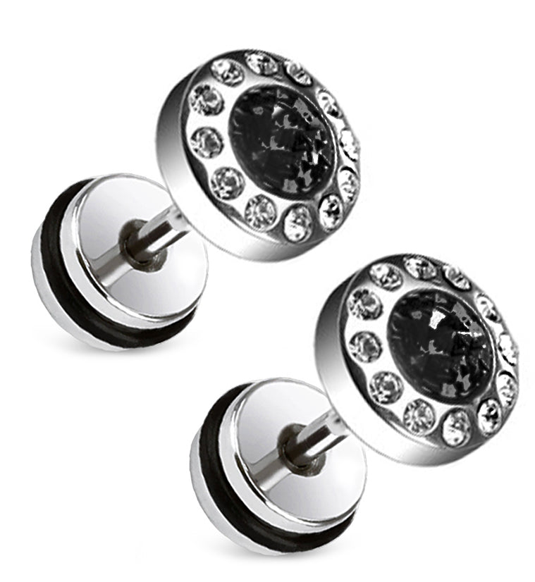 16G Black Zircon Steel Fake Plugs / Gauges