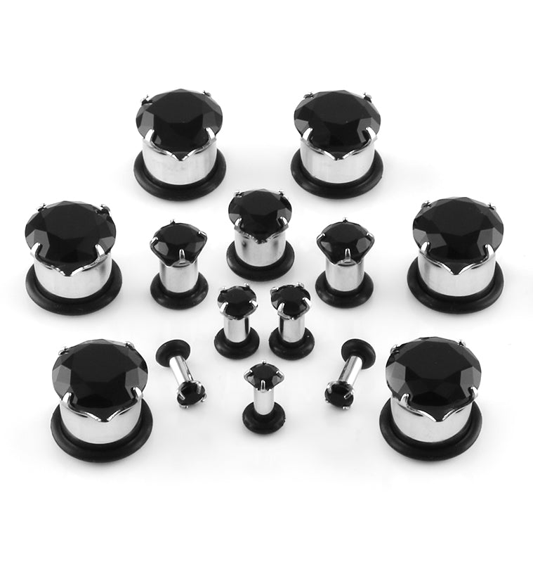 Black Bling CZ Diamond Steel Plugs