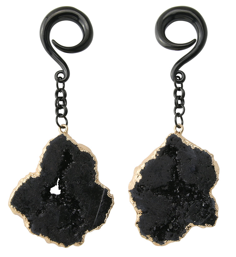 Black Druzy Agate Slice Hangers