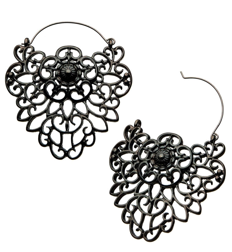 Black Filigree Plug Hoops