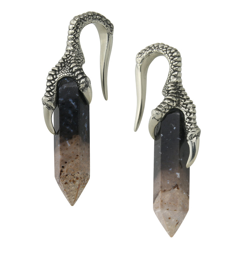 Black Flame Petrified Palm Root Talon White Brass Ear Weights