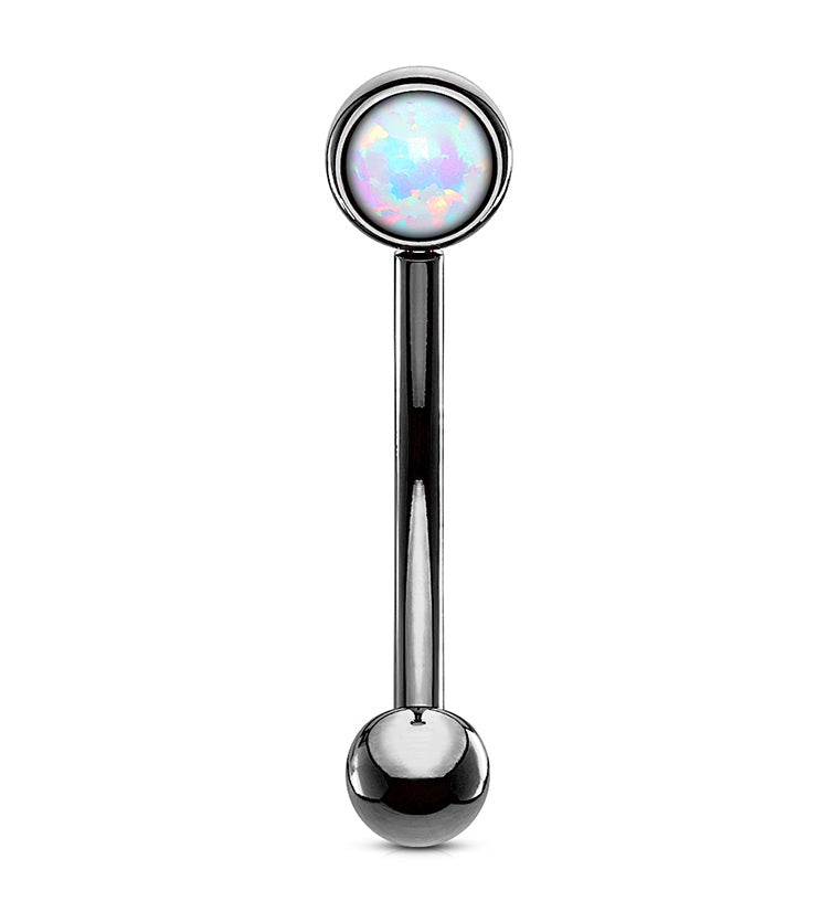 Black PVD Opal Flat Back Curved Barbell