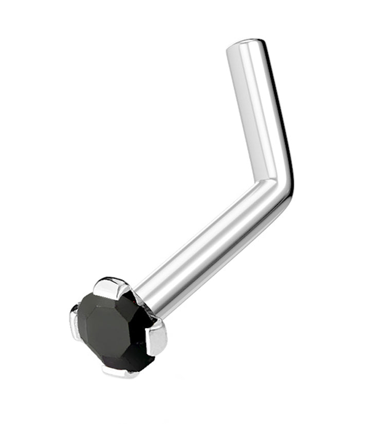 Black CZ Gem Top L Bend Nose Ring