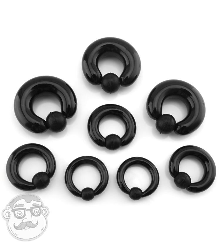 Black Glass Captive Ring