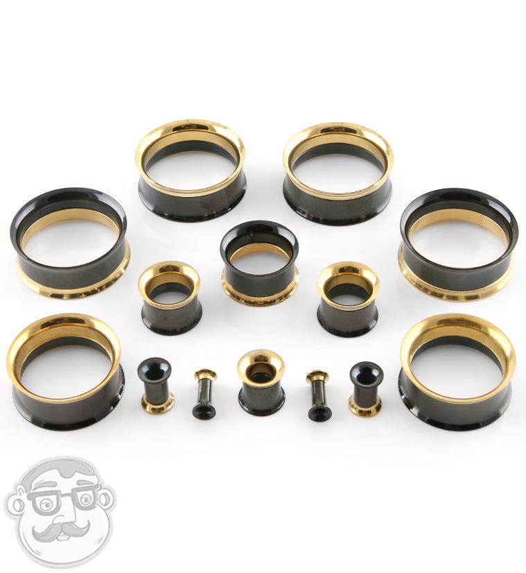 Black Gold Tunnel Plugs