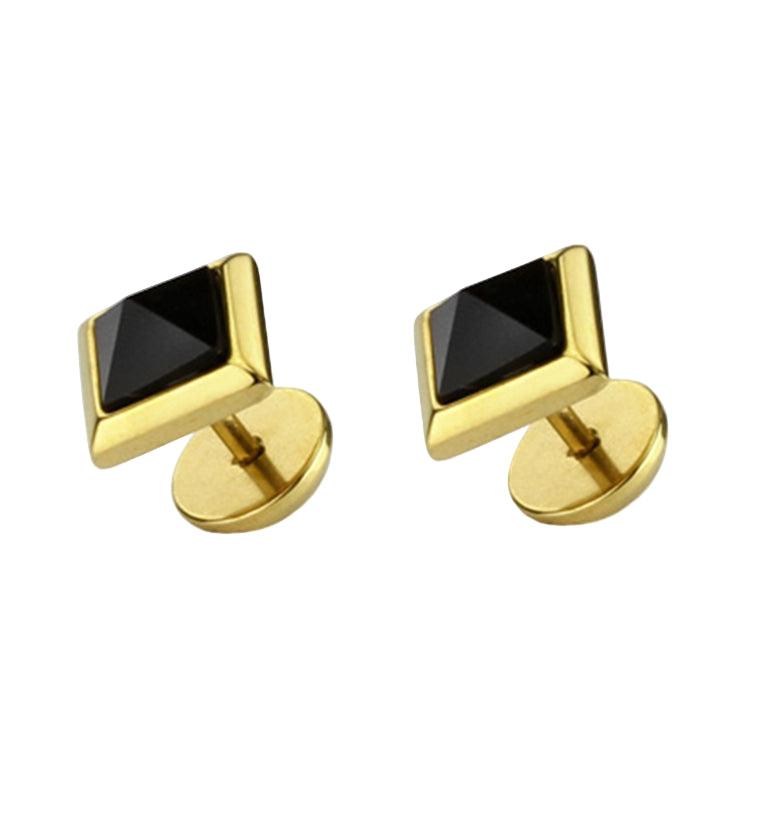 Black & Gold Square Fake Gauges / Plugs