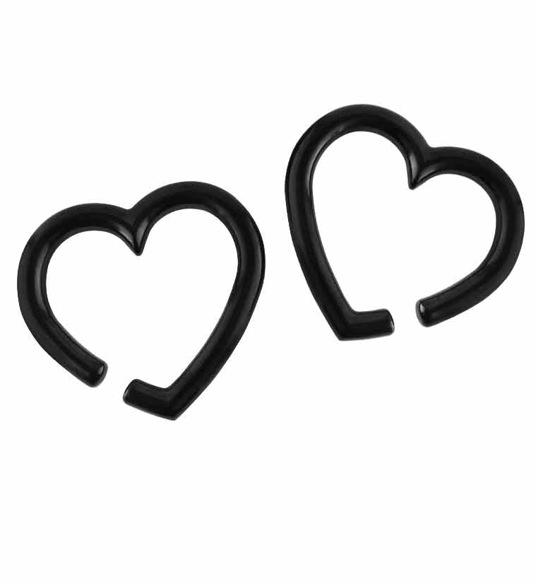 Black PVD Hanging Heart Ear Weights