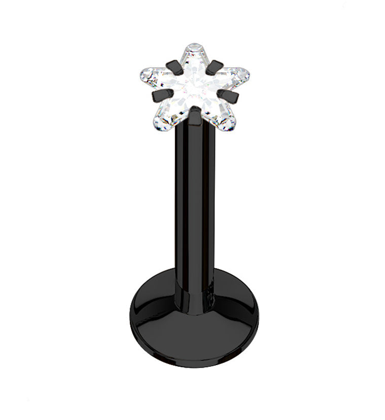 Black PVD Star CZ Prong Internally Threaded Labret