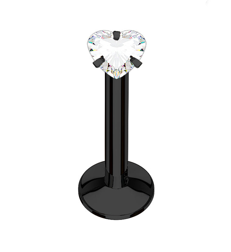 Black Heart CZ Internally Threaded Labret