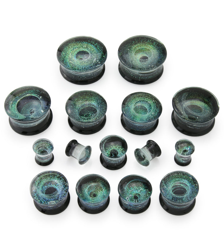 Black Interstellar Glass Double Flare Plugs