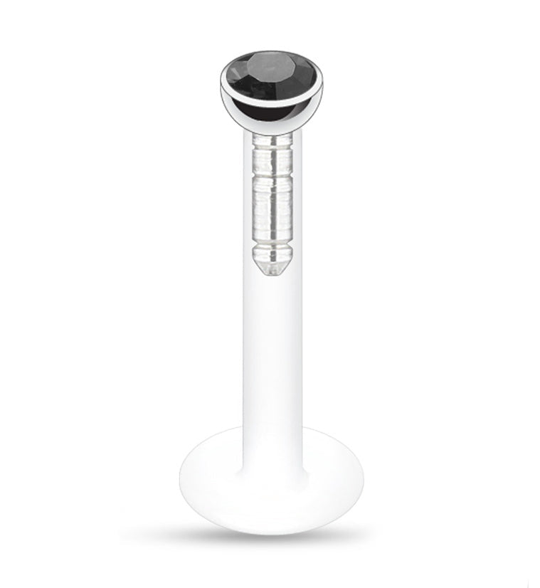 16G Push Top Black CZ Labret