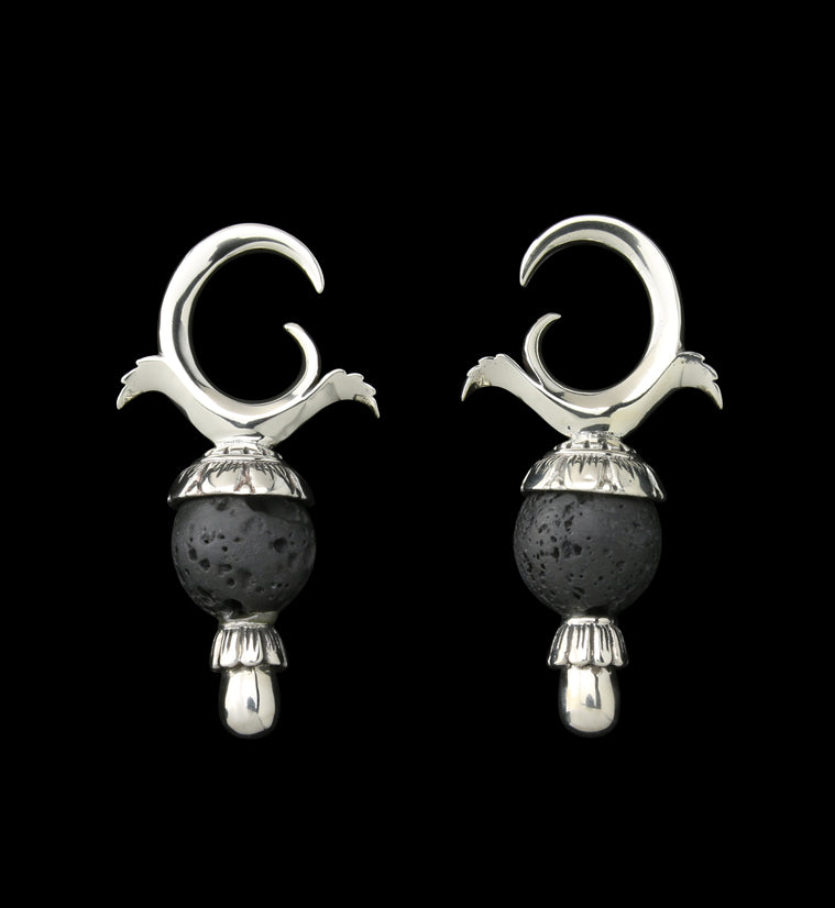 Black Lava Stone White Brass Totum Ear Weights