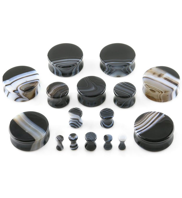 Black Line Agate Stone Plugs