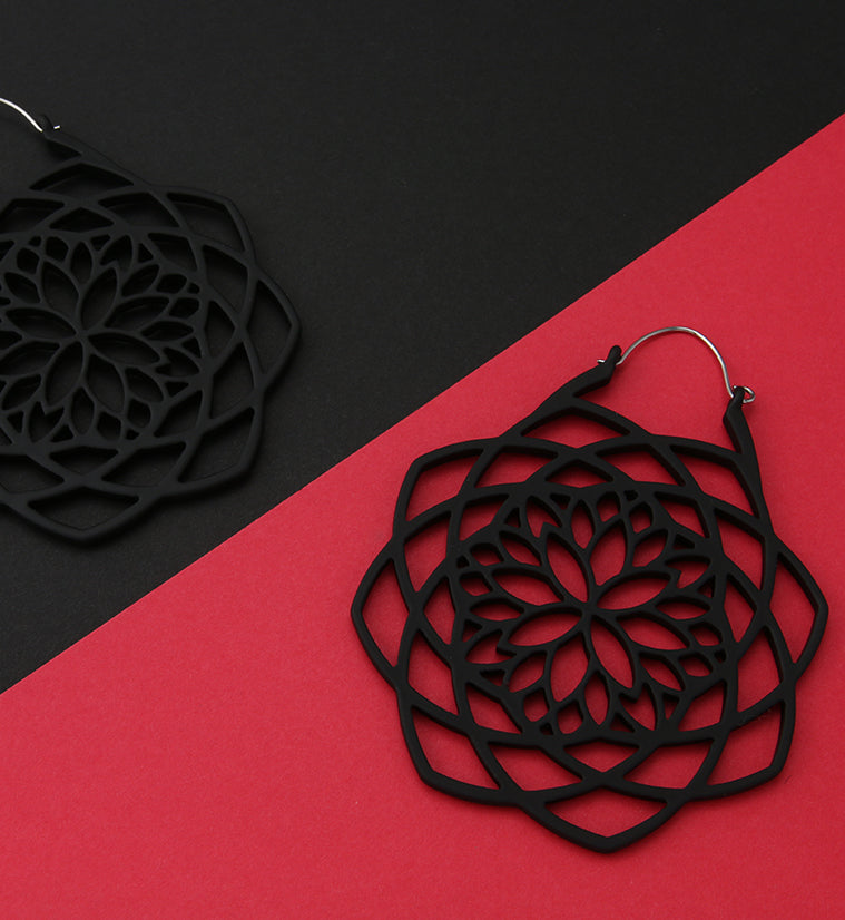 20G Black Mandala Plug Hoops