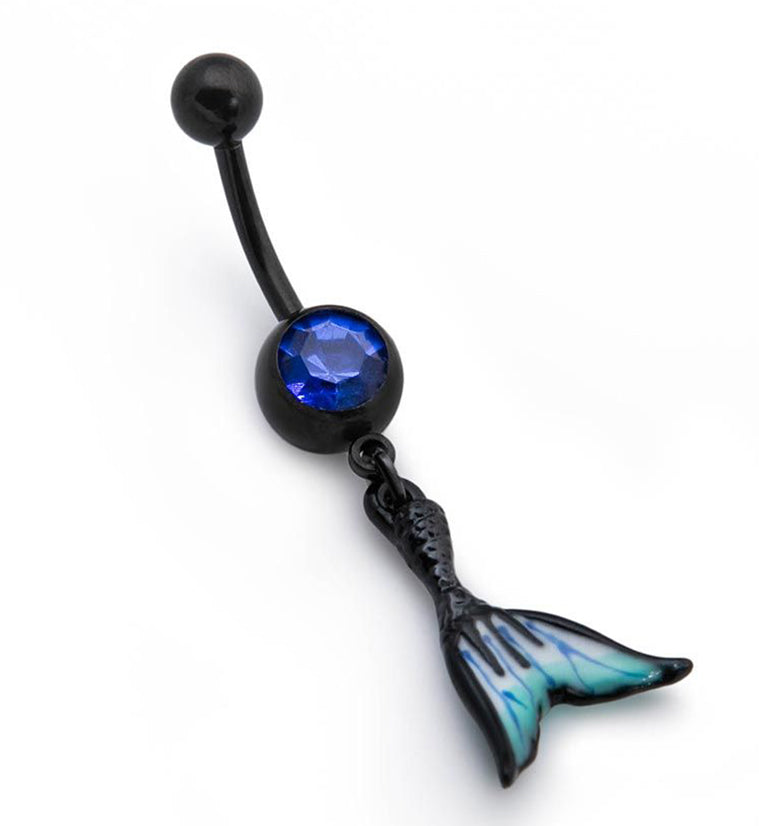 Black Blue Mermaid Belly Button Ring