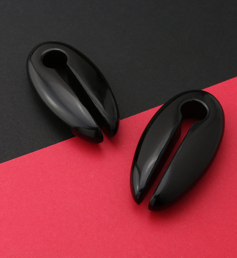 Black Obsidian Stone Keyhole Ear Weights