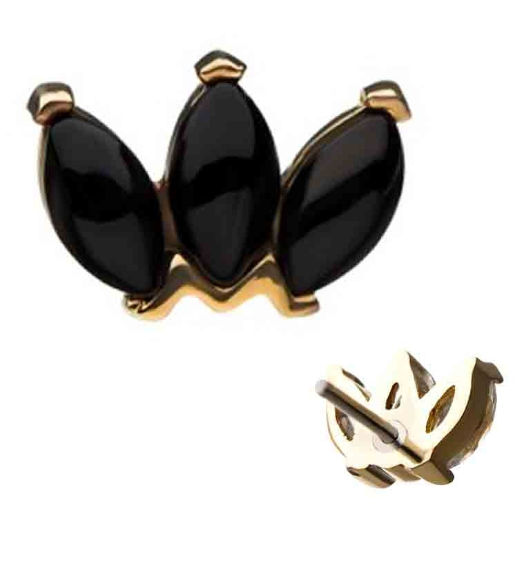 14kt Gold Black Onyx Lotus Threadless Top