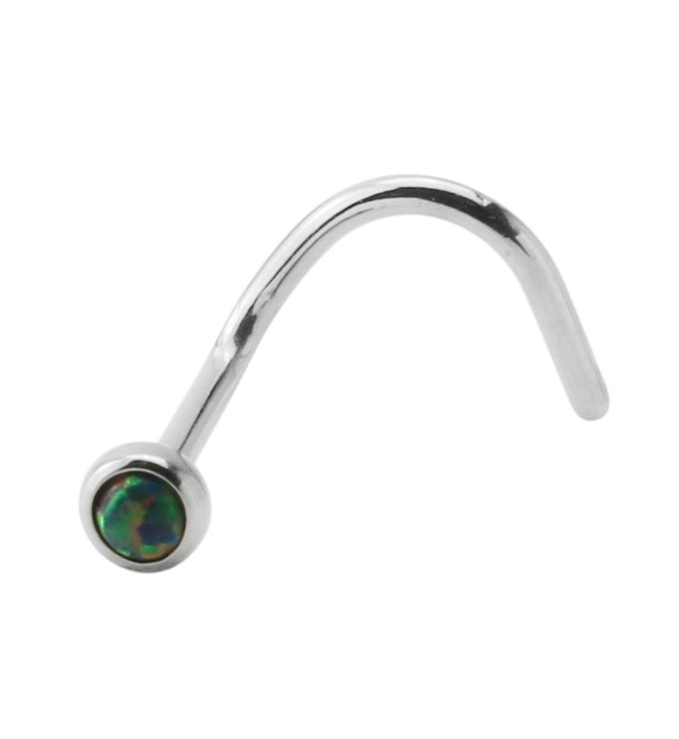 Black Opalite Titanium Nose Screw Ring