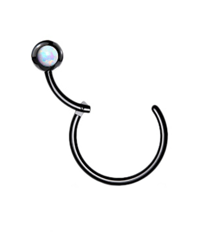 Black PVD Opalite Hinged Segment Hoop Ring