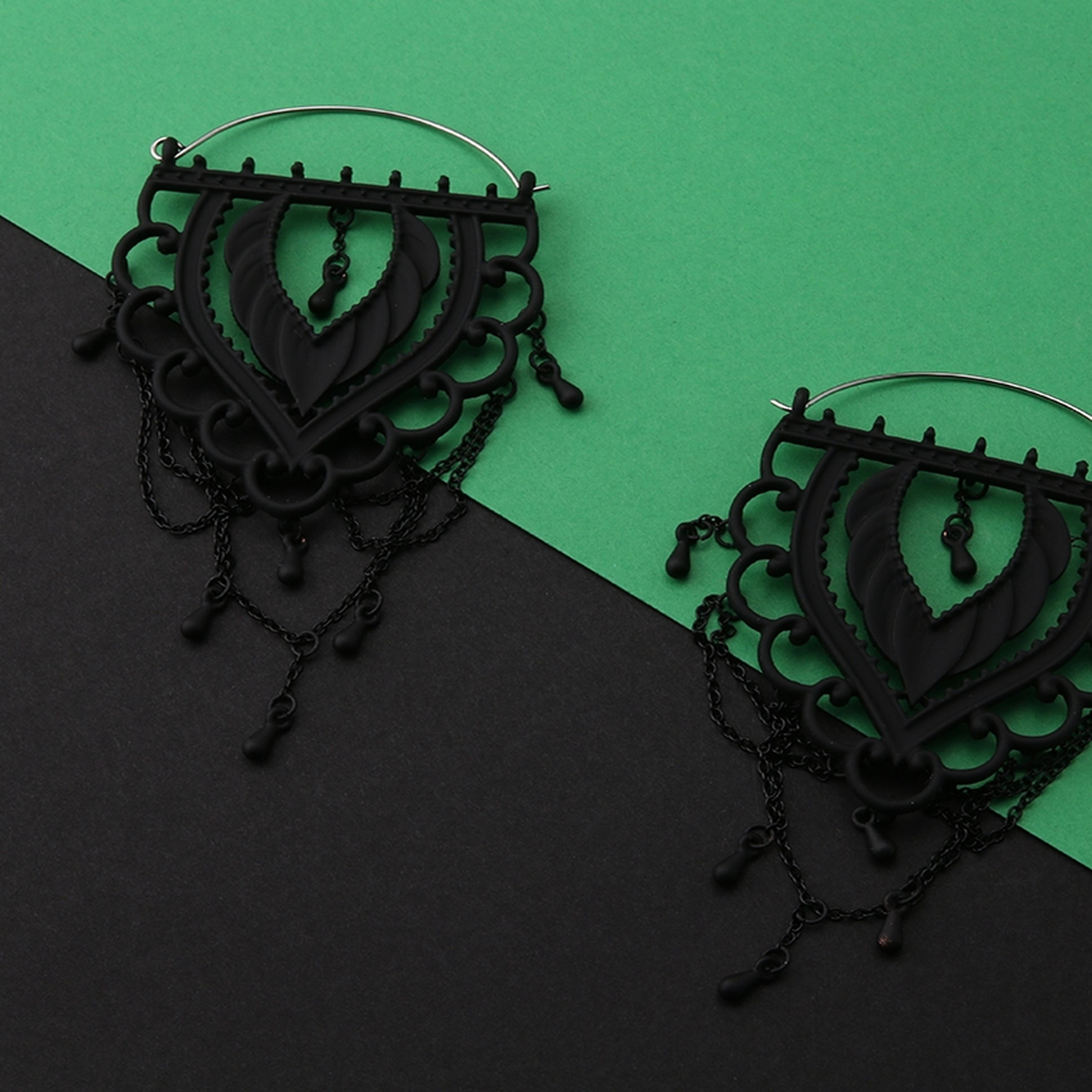 20G Black Matte Ornamental Plug Hoops