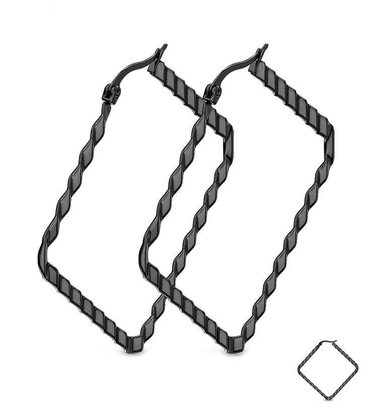 20G Black Poly Hoop Earrings