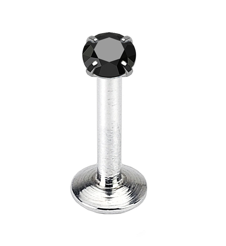 Green CZ Prong Internally Threaded Labret
