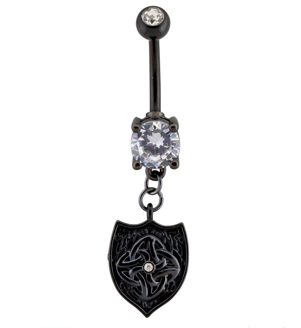 Black PVD Aegis CZ Dangle Belly Button Ring
