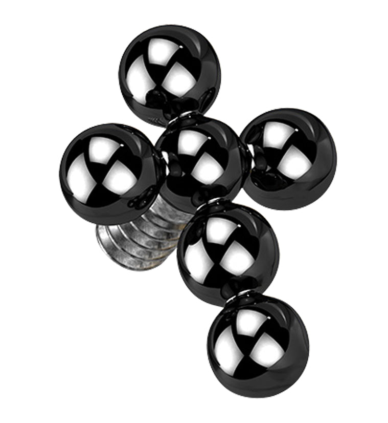 Black PVD Beaded Cross Titanium Internally Threaded Top