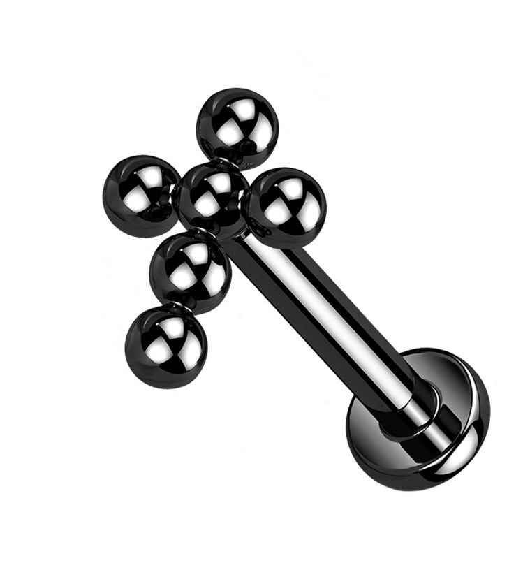 Black PVD Beaded Cross Titanium Labret