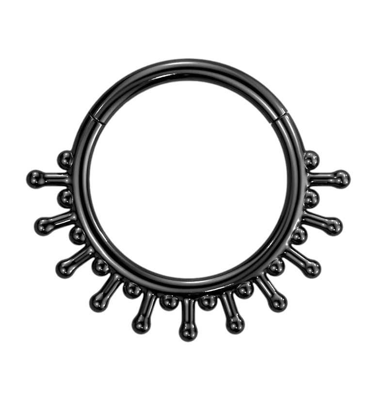 Black PVD Beaded Sunray Hinged Segment Ring