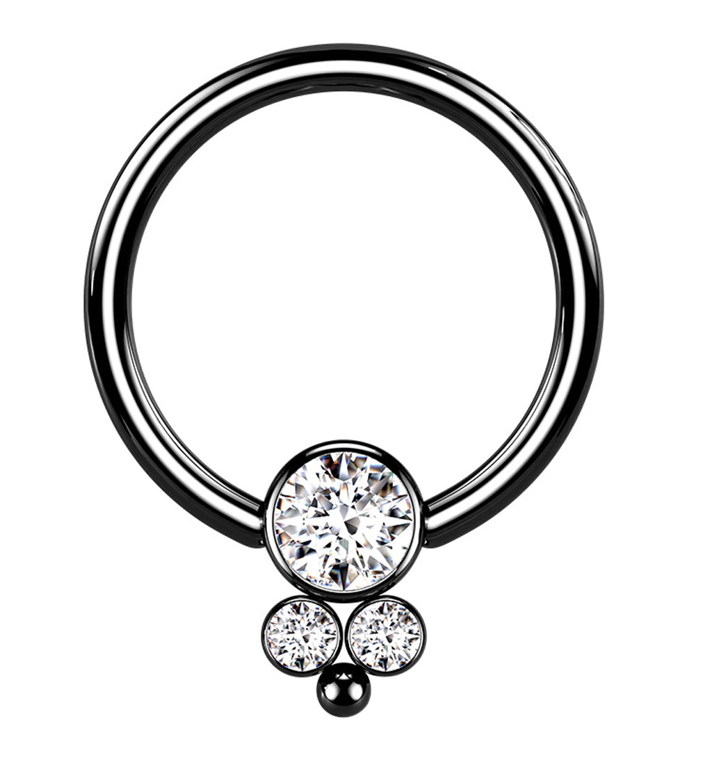 Black PVD Bevy CZ Captive Ring