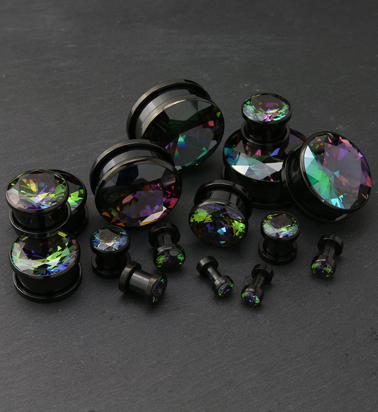 Black PVD Black Aurora Stainless Steel Screw Back Tunnels