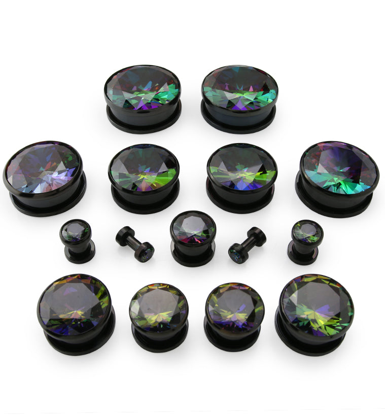 Black PVD Black Aurora Stainless Steel Screw Back Tunnels