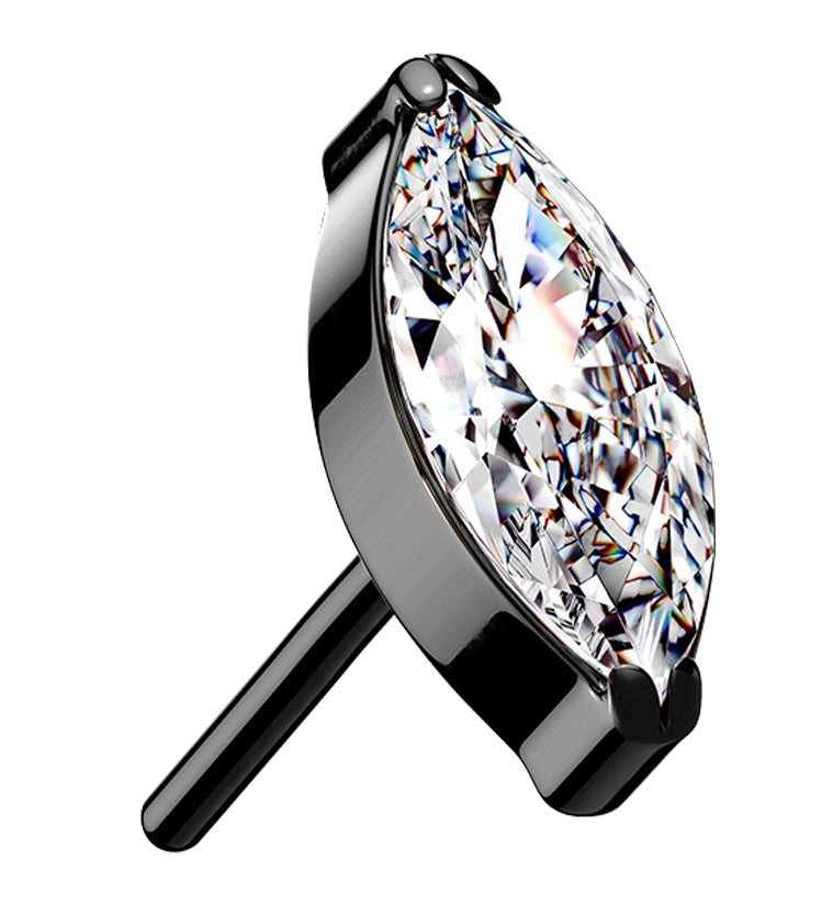 Black PVD Clear CZ Oval Titanium Threadless Top