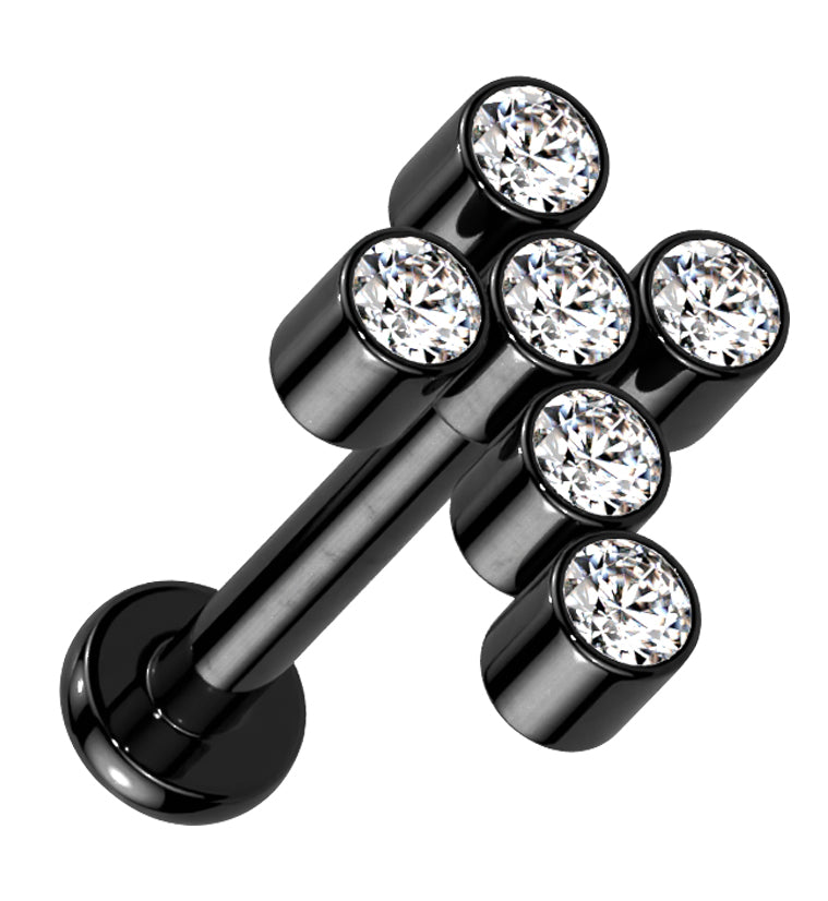 Black PVD Cross CZ Titanium Internally Threaded Labret