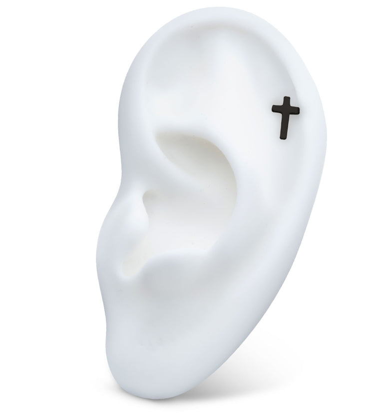 Black PVD Cross Titanium Threadless Top