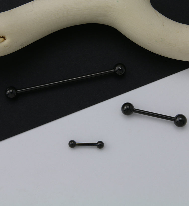 Black PVD Double Ball Titanium Barbell