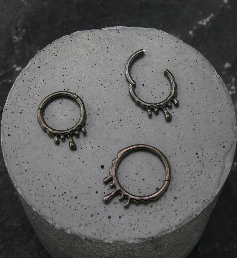 Black PVD Drip Stainless Steel Hinged Segment Ring