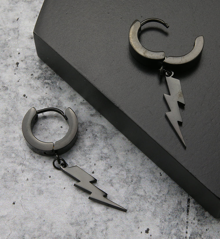 Black PVD Electric Stainless Steel Huggie Earrings