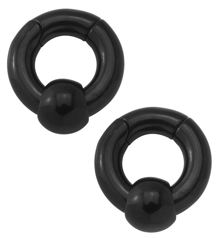Black PVD Hinged Slide Bead Stainless Steel Hoop Ear Weights