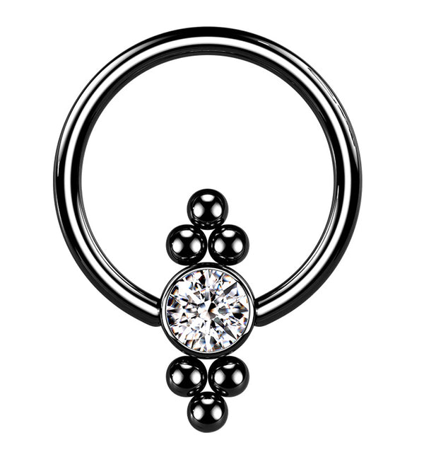 Black PVD Ornate CZ Captive Ring