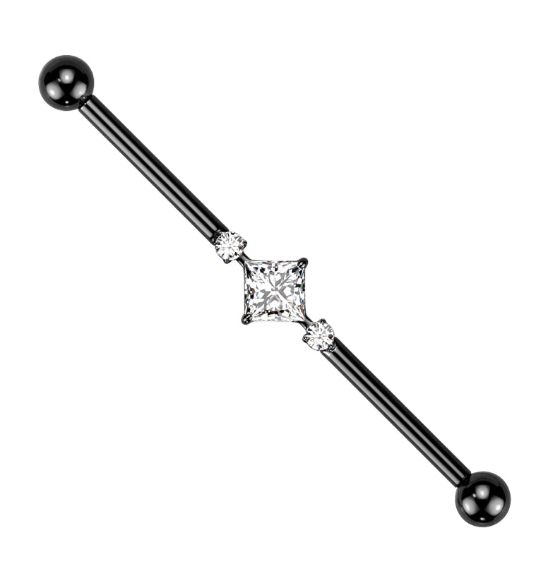 Black PVD Paragon Clear CZ Titanium Industrial Barbell